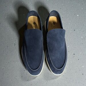 Loro Pianna Summer Walk Suede Loafers Navy 45